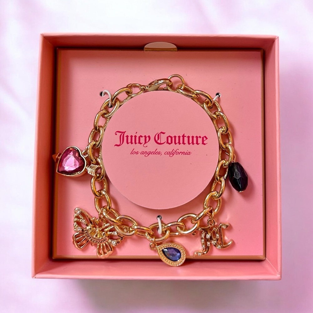 Juicy Couture Charm Bracelet Butterfly Pink Heart NWT